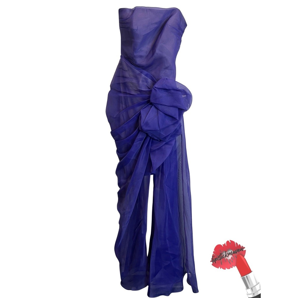 Tadashi Shoji Gown Womens 2 Purple Crepe Long Evening Dress Sleeveless Glam